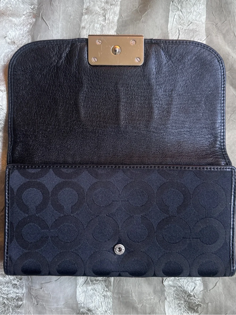 Y2K Coach Black Signature Canvas Wallet Set with Silver-Tone Hardware